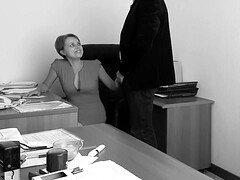 The manager nails his employer at the office table and films it on covert webcam