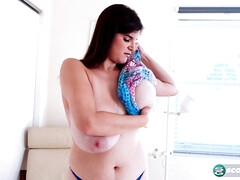 Morena, Tetona, Peludo, Masturbación, Natural, Coño, Solo, Chupando