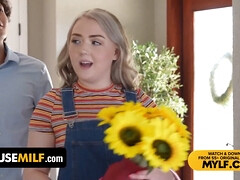 Stepmom Sydney Paige and cute girlfriend Eva Nyx share a huge cock in kinky threesome