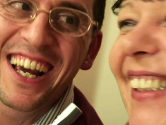 Two dudes film old threesome orgy with mature plumper