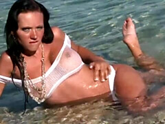 デカ尻, デカパイ, ビキニ, 茶髪の, 淫乱熟女, ヌード, 一人, ストリッピング