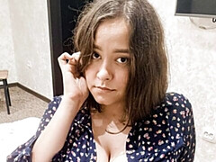 ぽっちゃり, デカパイ, 茶髪の, ぽちゃ, 指いじり, オナニー, 一人, ストリッピング