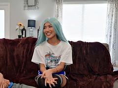 Cosplay asian gamer cockriding neighbor