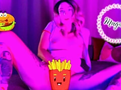 Rubia, Hembra, Masturbación, Orgasmo, Coño, Desnudarse, Tatuaje, Calientapollas