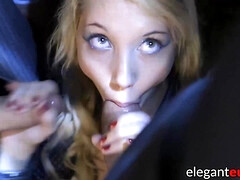 Grote mammen, Blond, Pijpbeurt, Sperma in mond, Lul, Dubbele penetratie, Hd, Kousen