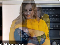 Grote mammen, Blond, Vriendin, Alleen, Webcamera