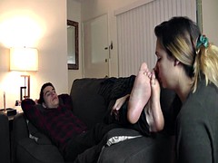 茶髪の, 足フェチ, なめる, 妻