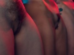 Cul, Groupe, Embrassement, Léchez, Masturbation, Chatte, Dénudage, Tatouage
