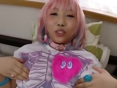 Awesome buxomy oriental slut perfroming an amazing cosplay porn video
