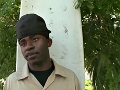 Black bottom anally nailed in public in white top
