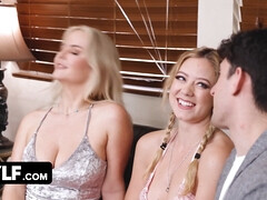 Stepmom Vic and River get wild with stepdaughter Nick and her boyfriend in a pussy licking and tit play fantasy