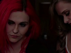 デカチン, イギリス人, フェムドム, グループ, 手コキする, ヒール, オナニー, 赤毛