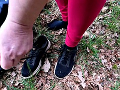 Completely naked tits in the woods