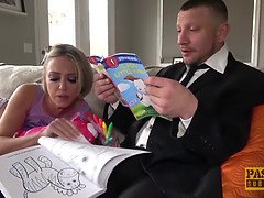 アナル, デカチン, デカパイ, イギリス人, 淫乱熟女, オマンコ, 三人