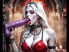 AI Dungeon Sluts 64: Elizabeth Vampire Queen Part 3 - Big Tits Blonde Teen Sucks Monster Cock