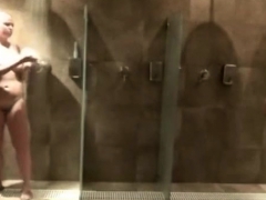 Gorgeous milfs in a public shower room