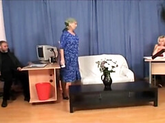 Boss Fucks Young Blonde Secretary While Old Cleaning Lady Helps