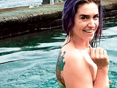 Fett, Fingern, Masturbation, Im freien, Pool, Solo, Titten, Spielzeuge