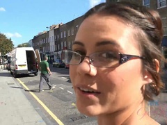 デカパイ, フェラチオ, 茶髪の, 彼女, 眼鏡, 手コキする, ヒール, オマンコ