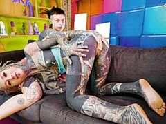 アナル, ダブル開発, 女, 女 人男 人, ゴス, Hd, 三人, オッパイの