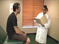 Busty doctor treats a huge cock