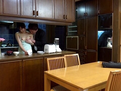 アジア人, フェラチオ, バック, 人妻の, キス, キッチン, なめる, オマンコ