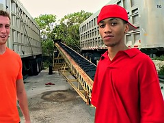 素人, アナル, 黒人, 黒人, ゲイ, アウトドア, 公共