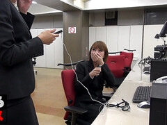 Enthousiasteling, Aziatisch, Gek, Groep, Naakt, Kantoor, Kut duiken, Tieten likken