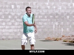 Stunning blonde Aaliyah Love wants more than a tennis lesson