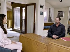 美女, デカパイ, フェラチオ, 着衣女と全裸男, ハードコア, ラティーナ, オフィス, オッパイの