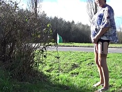 Anaal, Grote lul, Travestiet, Seksspeelgoed, Ondergoed, Masturbatie, Buiten, Shemale