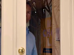 Seductive teen relaxes with boyfriends father in the pool