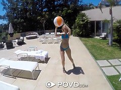 Blondine, Kehlenfick, Aufs gesicht abspritzen, Hardcore, Hd, Massage, Zierlich, Pov