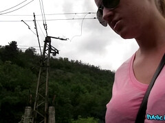 Tchèque, Européenne, Argent, Seins naturels, De plein air, Pov, Public, Nénés