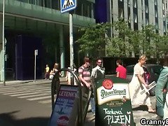 Old bitch is picked up and fucked