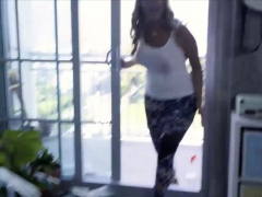 My busty stepmom wiping our windows with her huge tits