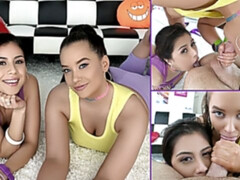 デカ尻, フェラチオ, 口内発射, イく瞬間, 女 人男 人, 手コキする, タトゥー, 三人