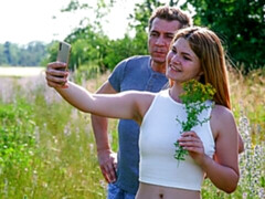 お尻, ブロンド, フェラチオ, キス, なめる, 自然山雀, アウトドア, オッパイの