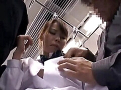 Aziatisch, Chinees, Japaans, Buiten, Openbaar, Schoolmeisje, Bekijker