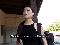 Public agent - Wet Pussy japanese chick with Big Tits gets creampie in public teach station