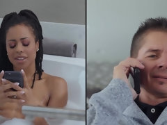 Badkamer, Bedriegen, Zwart, Hd, Huisvrouw, Interraciaal, Nat, Vrouw