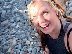 Beach Blowjob Extreme: Outdoor Deep Throat & Cum Swallow with German Babe Anja Amelia