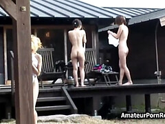 Enthousiasteling, Groepseks, Harig, Douche, Trio
