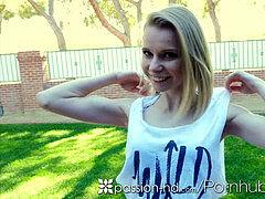 lust-HD teenager skater damsel Catarina Petrov fucked on white bench