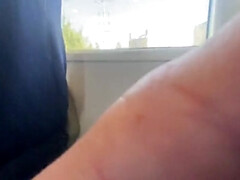 Enthousiasteling, Blond, Europees, Handbeurt, Hd, Rijpe lesbienne, Openbaar, Trein