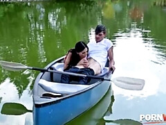 デカパイ, フェラチオ, 茶髪の, ハードコア, レズビアン, 三人