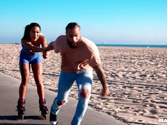 素人, 美女, 黒人, フェラチオ, キス, オナニー, アウトドア, スパンキング