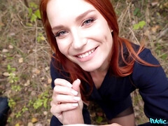 Blasen, Bekleidet, Französisch, Im freien, Pov, Rotschopf