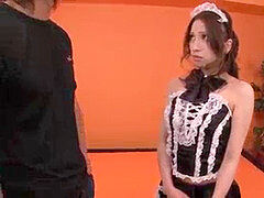 Asiatique, Sucer une bite, Tir de sperme, Japonaise, Domestique, Jarretelles