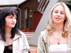 German Lesbian Amateurs Nina J and Lindsey Cruz Lick Pussy with Cream and Fruit Fingering